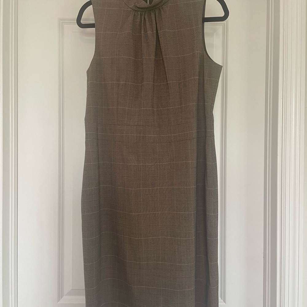 Michael Kors Plaid Belted Sleeveless Midi Dress Brown Size 12 - Picture 3 of 12